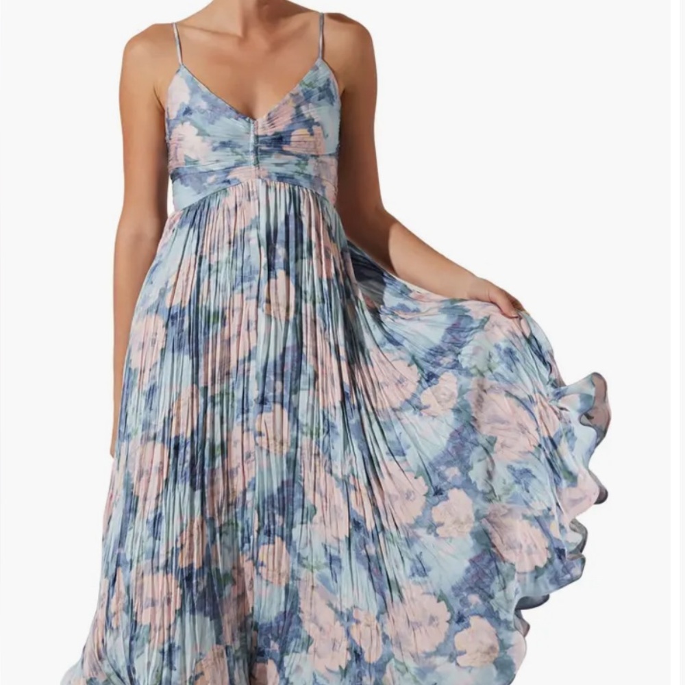 Floral Blue and Pink Maxi Dress